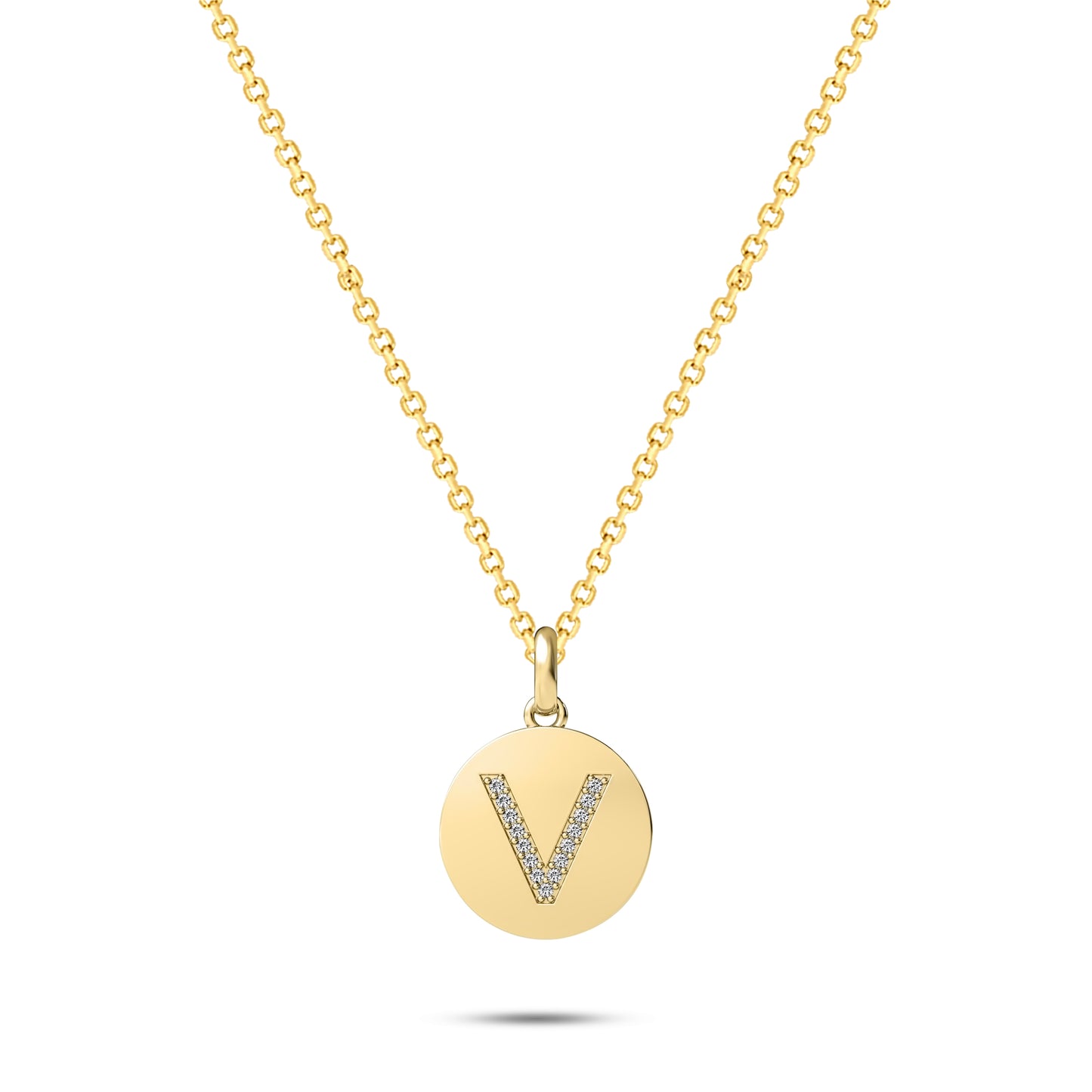 Diamond Initial Disc Necklace