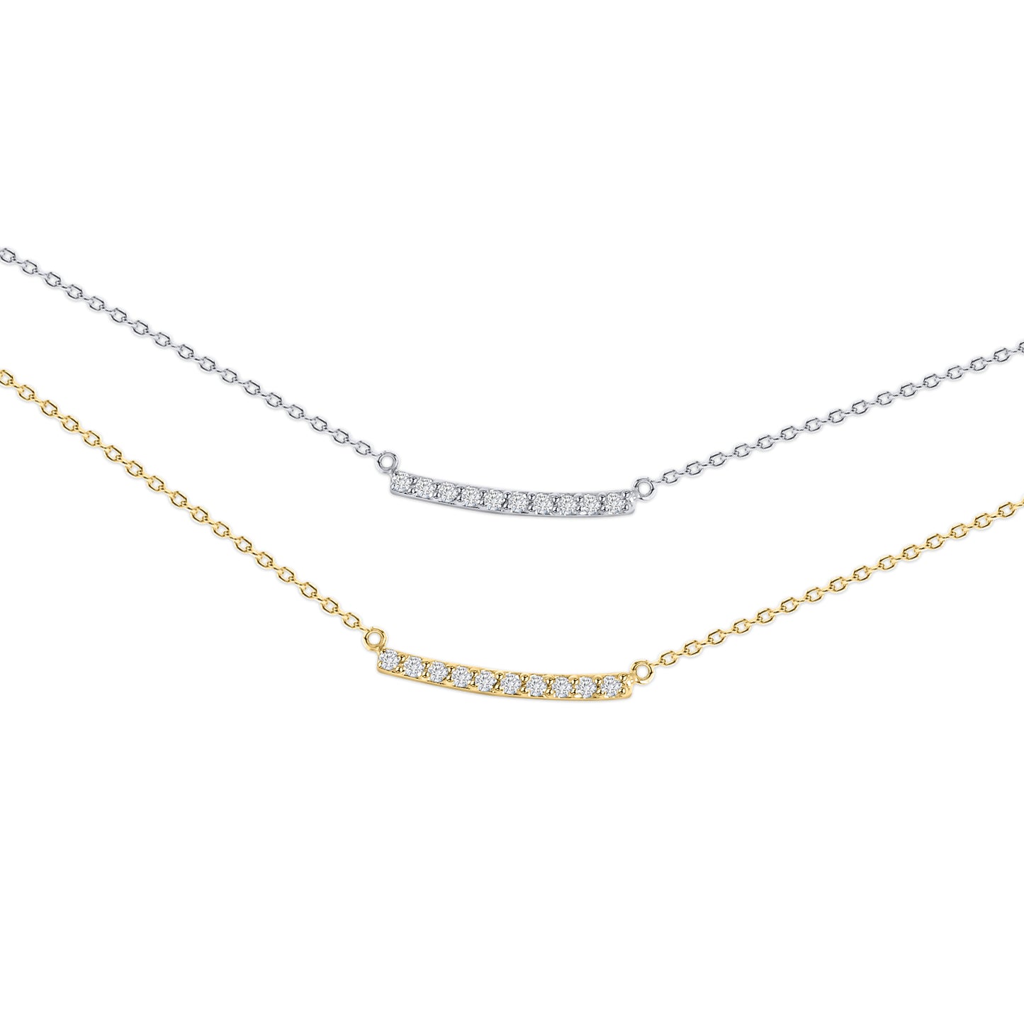 14K Gold Diamond Bar Necklace