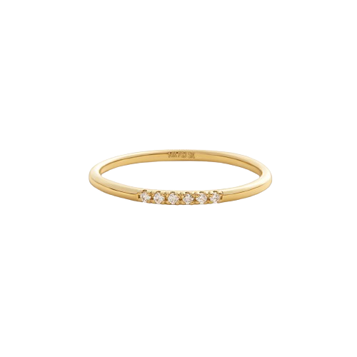 14k Solid Gold Petite Diamond Line Band