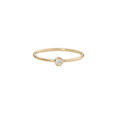 14k Solid Gold Diamond Solitaire Bezel Ring