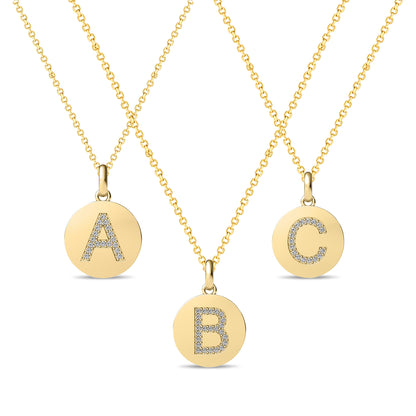 Diamond Initial Disc Necklace